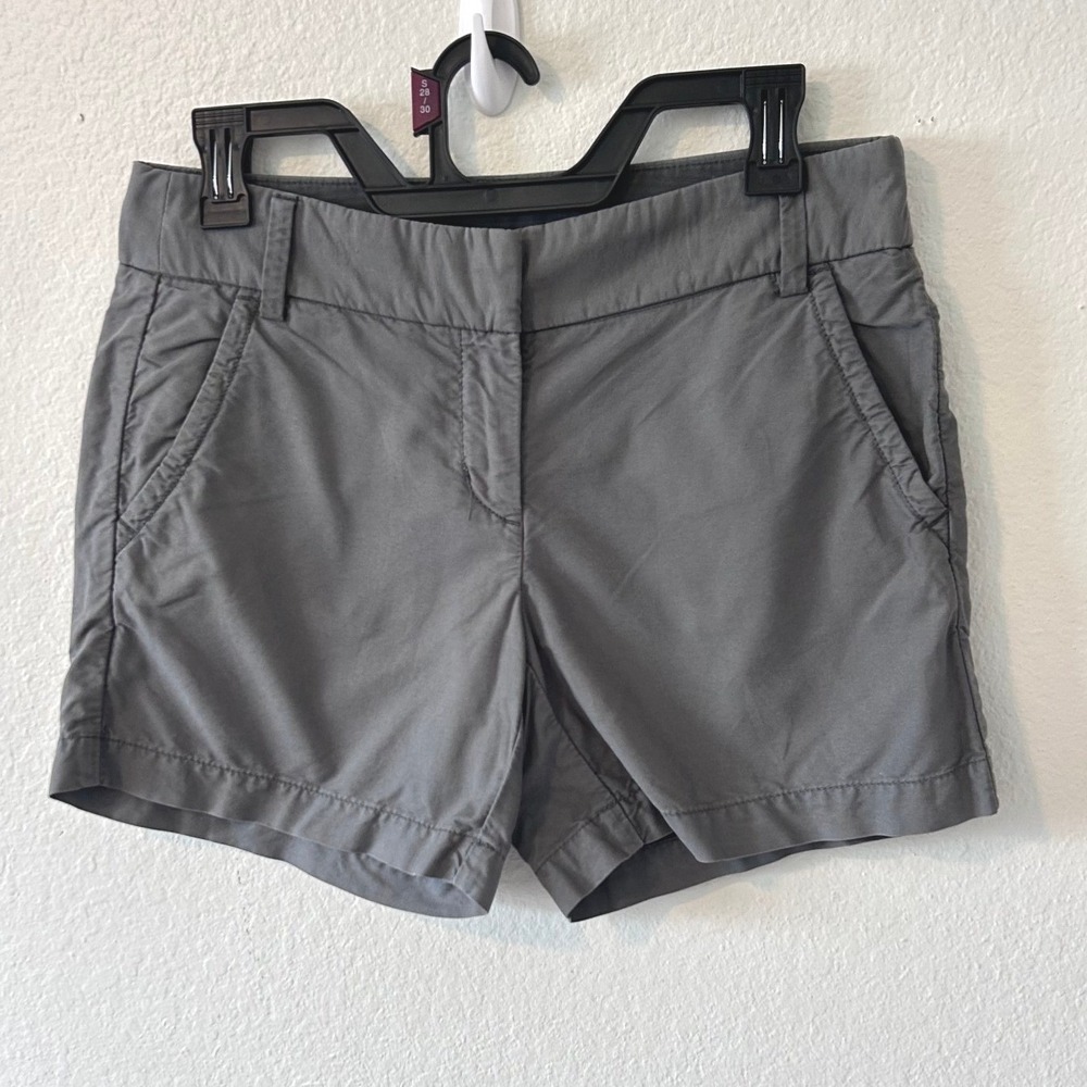 J.Crew Womens Gray Chino Shorts Size 2 Cotton Mid Rise Casual Preppy